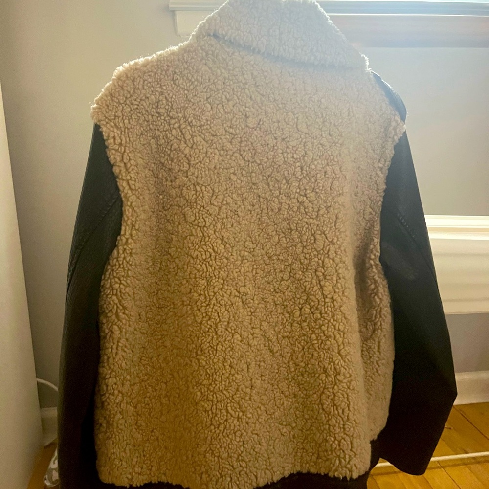 Peter Som Faux Leather Shearling Moto Jacket - Picture 6 of 8